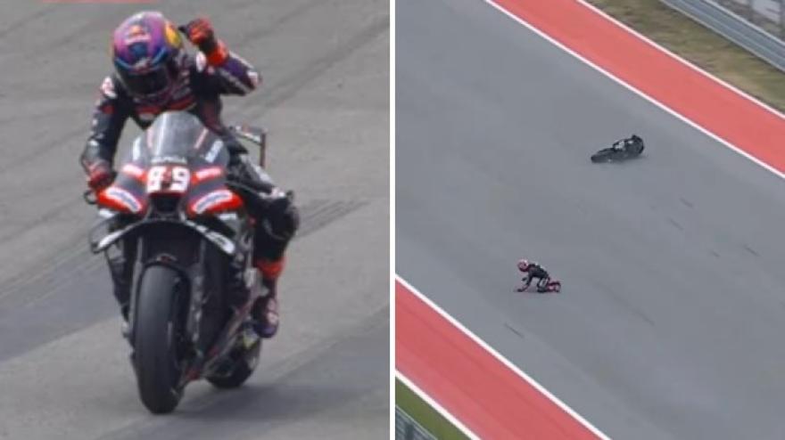 GP Usa, Martin vince la Sprint Race ad Austin, poi rompe il cupolino, impenna e cade