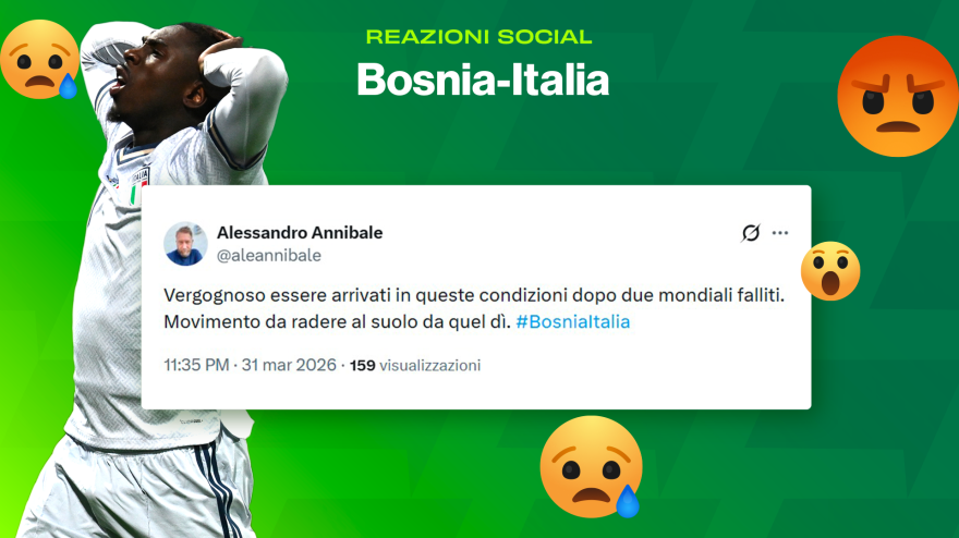 Italia eliminata con la Bosnia, le reazioni social: rabbia e frustrazione