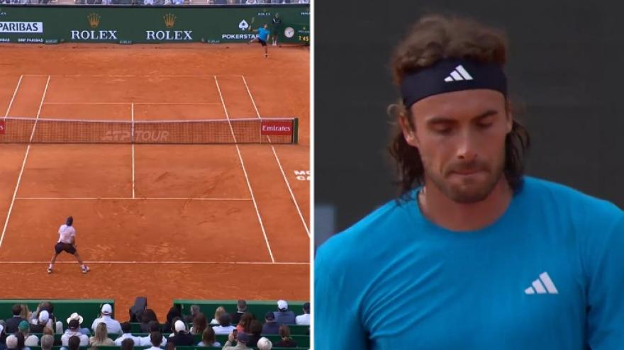 Atp Montecarlo, liscio incredibile di Tsitsipas sul match point di Cerundolo