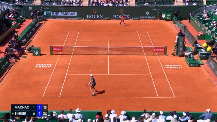 Sinner, precisione chirurgica: rovescio all'incrocio delle righe con Machac
