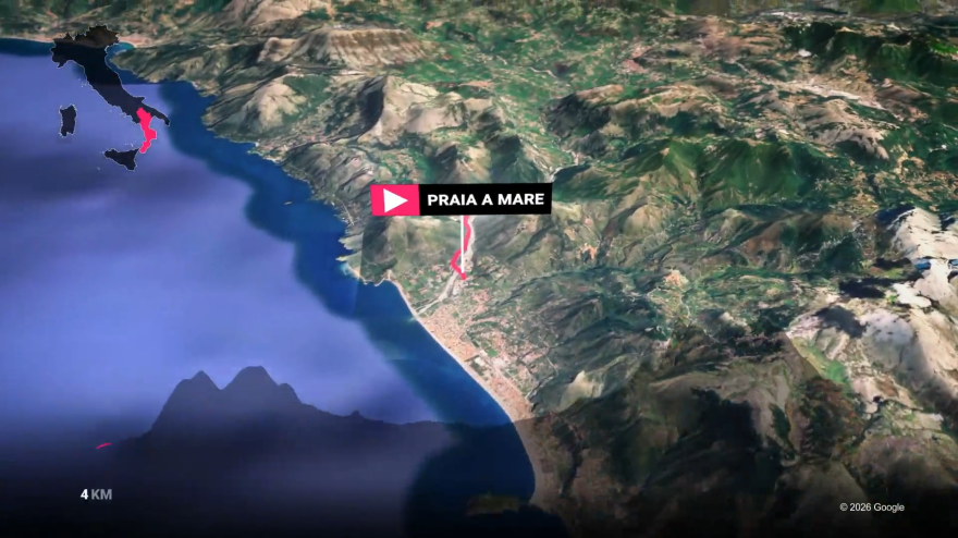 Giro d'Italia 2026, il percorso della quinta tappa da Praia a Mare a Potenza