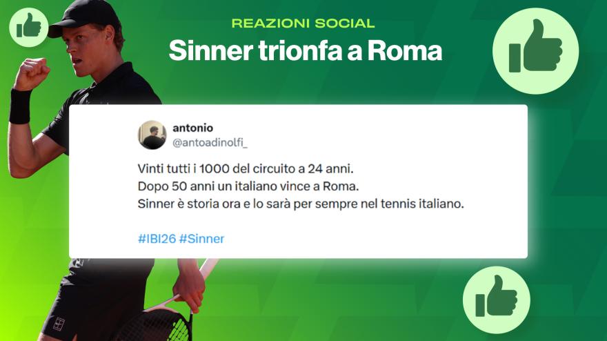 “Grazie di esistere”: sui social è festa totale per il trionfo di Sinner a Roma
