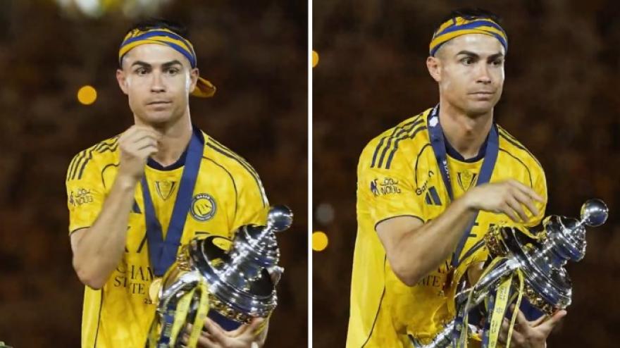 gli strani gesti di cristiano ronaldo durante i festeggiamenti dell8217al nassr da Gazzetta.it gli strani gesti di cristiano ronaldo durante i festeggiamenti dell8217al nassr