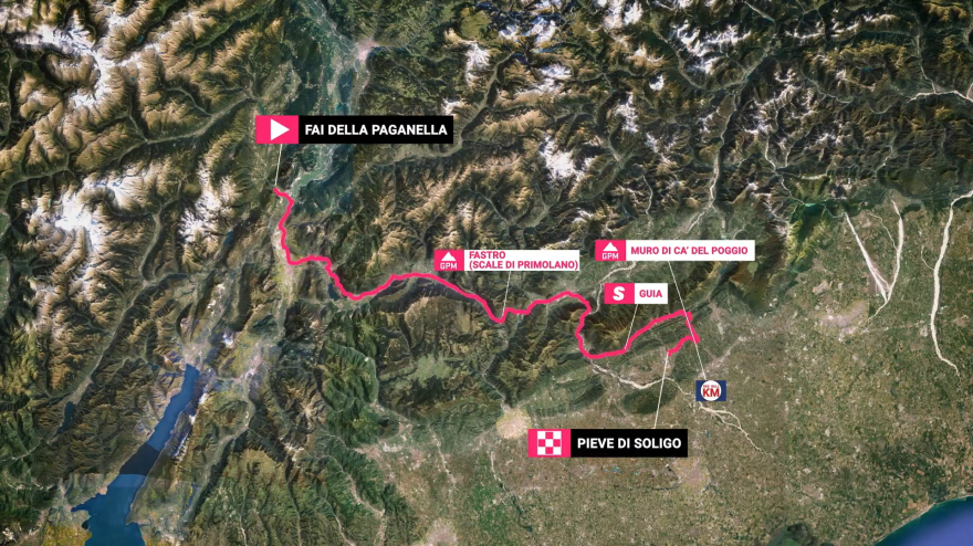 Giro d'Italia 2026, il percorso della diciottesima tappa: da Fai della Paganella a Pieve di Soligo