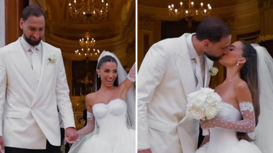 Donnarumma si sposa: il bacio con Alessia fuori dalla chiesa è emozionante