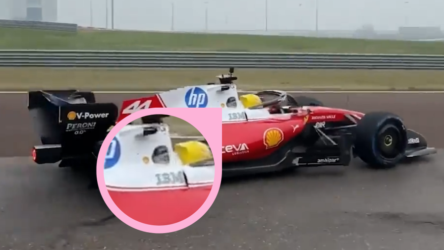 Hamilton in pista a Fiorano. E sulla nuova Ferrari c'è un buco...
