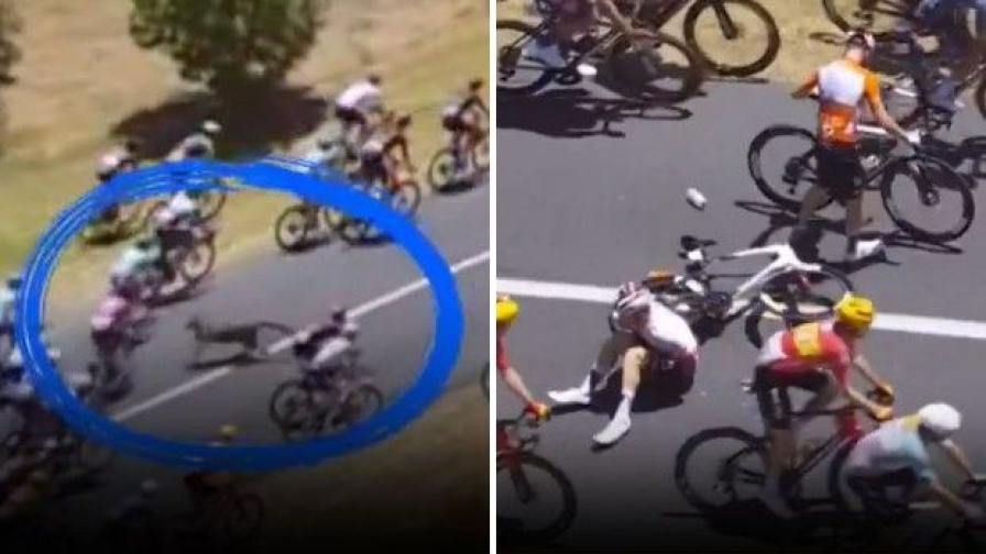 Tour Down Under: un canguro invade la strada e butta giù il leader della corsa