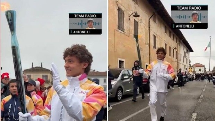 Kimi Antonelli tedoforo: la corsa con la torcia si trasforma in una gara di F1