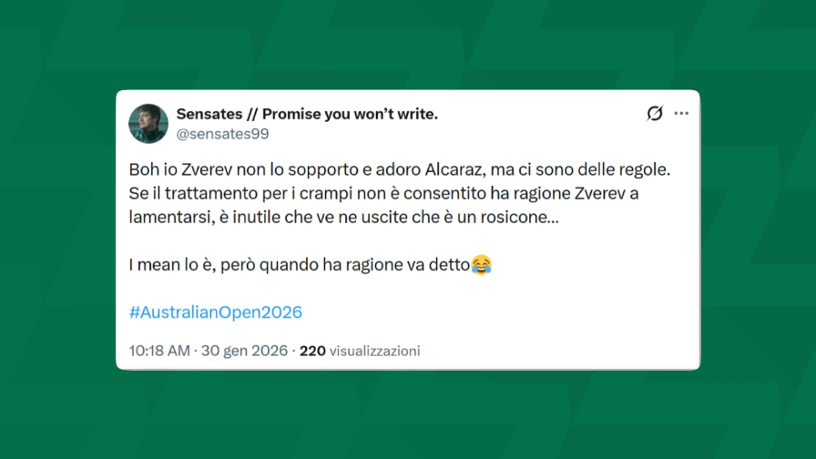 "Oggi il tennis è morto": caso Zverev-Alcaraz, lo sfogo dei fan: "Ha ragione, però..."
