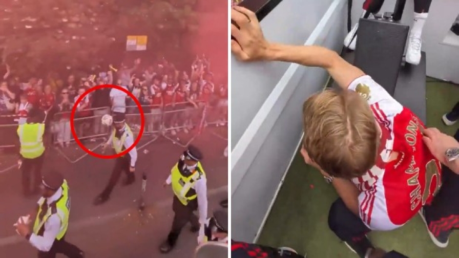 Arsenal, Odegaard colpisce un poliziotto con una pallonata. Poi si nasconde...