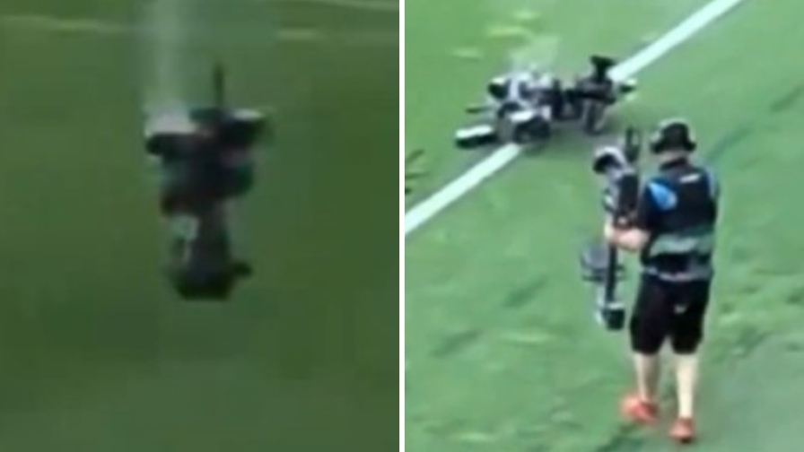 Attimi di panico in Ungheria-Kazakistan: telecamera precipita a pochi metri dai giocatori