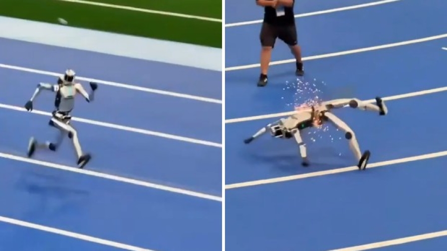Robot umanoide corre i 100 m, perde il controllo ed esplode