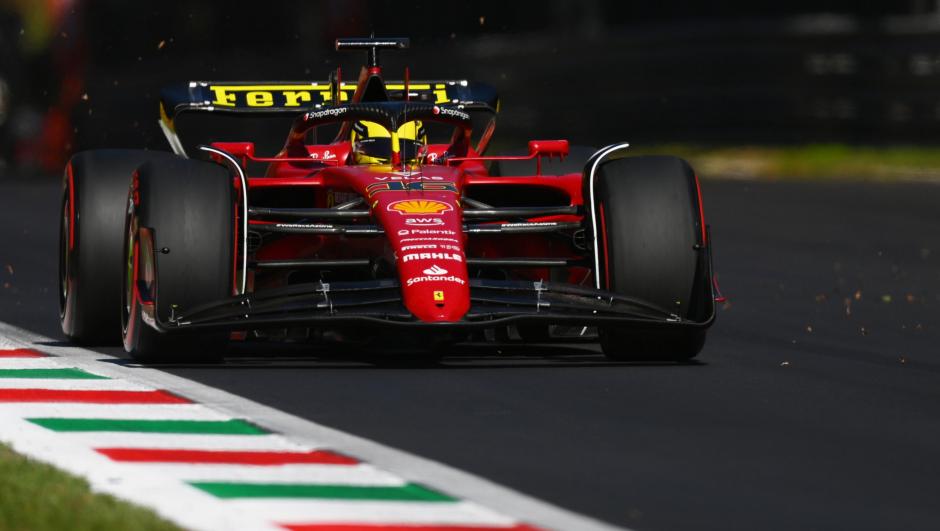 MONZA, ITALY - SEPTEMBER 11: Charles Leclerc of Monaco driving the (16) Ferrari F1-75 on track during the F1 Grand Prix of Italy at Autodromo Nazionale Monza on September 11, 2022 in Monza, Italy. (Photo by Dan Mullan/Getty Images)