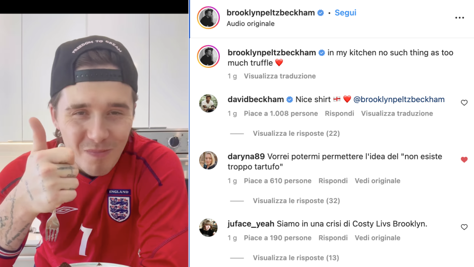 Brooklin Beckham e il suo profilo Instagram