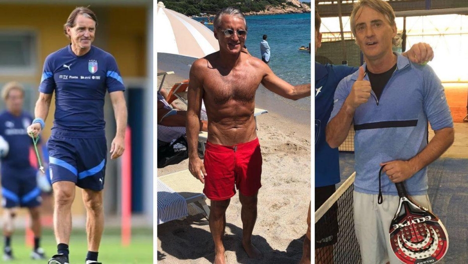 Roberto Mancini fisico atletico a 58 anni