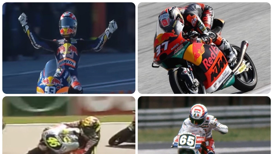 Alcuni campioni precoci nel Motomondiale: Marquez, Acosta, Rossi e Capirossi