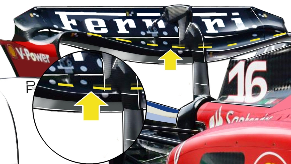 L'ala posteriore della Ferrari in vista di Baku