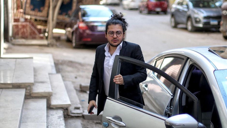 CORRECTION / (FILES) Egyptian researcher Patrick Zaki arrives at a courthouse in Egypt's northern Nile delta city of Mansoura for a trial hearing on June 21, 2022. An Egyptian court on July 18, 2023 sentenced Zaki to three years' prison for "spreading false news", according to human rights defender Hossam Bahgat. (Photo by Mohamed EL-RAAI / AFP) / The erroneous NATIONALITY appearing in the metadata of this photo by Mohamed EL-RAAI has been modified in AFP systems in the following manner: [Egyptian] instead of [Italian-Egyptian]. Please immediately remove the erroneous mention[s] from all your online services and delete it (them) from your servers. If you have been authorized by AFP to distribute it (them) to third parties, please ensure that the same actions are carried out by them. Failure to promptly comply with these instructions will entail liability on your part for any continued or post notification usage. Therefore we thank you very much for all your attention and prompt action. We are sorry for the inconvenience this notification may cause and remain at your disposal for any further information you may require.