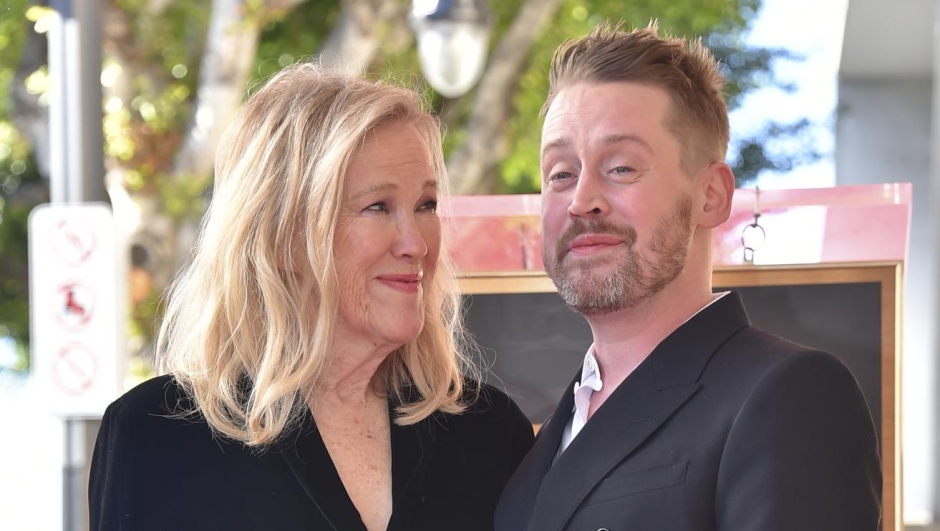 Catherine O'Hara, left, and Macaulay Culkin attend a ceremony honoring Culkin with a star on the Hollywood Walk of Fame on Friday, Dec. 1, 2023, in Los Angeles. (Photo by Jordan Strauss/Invision/AP)