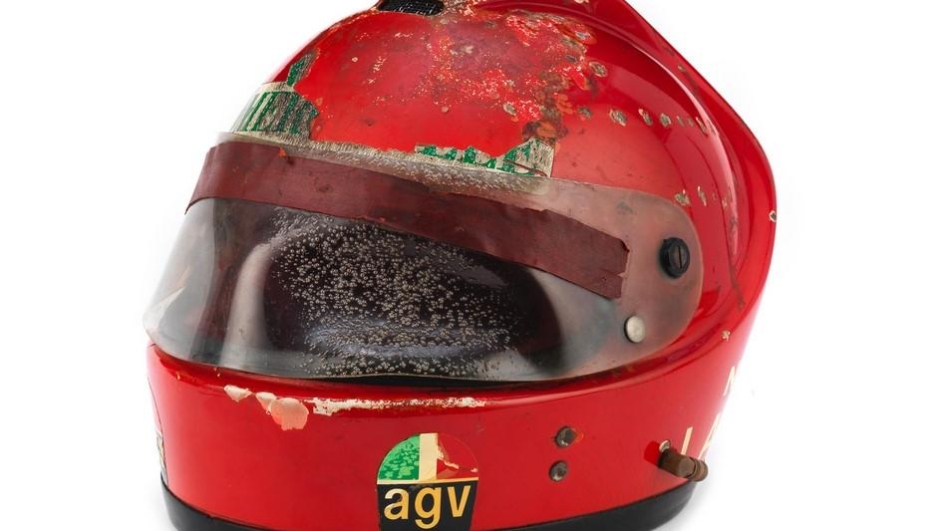 Il casco indossato da Niki Lauda nel drammatico GP Germania 1976. Bonhams