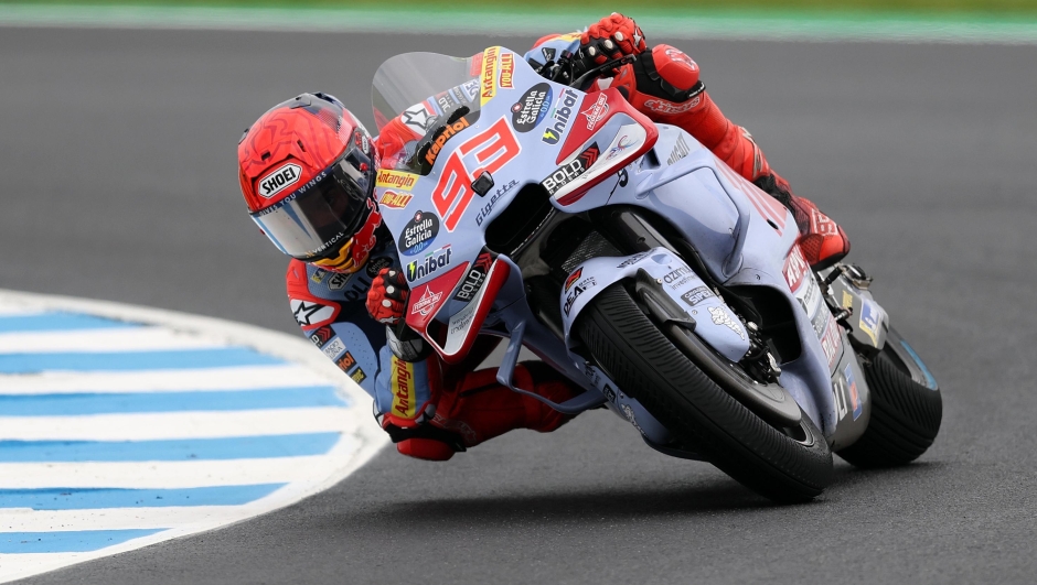 PHILLIP ISLAND, AUSTRALIA - OCTOBER 19: Marc Marquez of Spain and the #93 Gresini Racing MotoGP during practice ahead of the MotoGP Of Australia at Phillip Island Grand Prix Circuit on October 19, 2024 in Phillip Island, Australia. (Photo by Robert Cianflone/Getty Images)