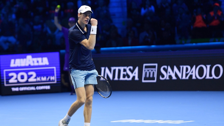 Jannik sinner of Italy plays the match against  Taylor Fritz of USA during the final match men's single of Nitto Atp Finals in Turin, Italy, 17 November 2024 .
The ATP men's double world number 1 is preparing for the ATP Finals that will run from 10-17 November in Turin ANSA/ALESSANDRO DI MARCO