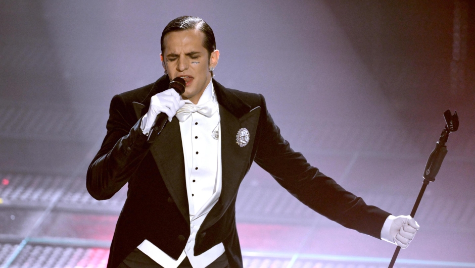 Italian singer Achille Lauro performs on stage at the Ariston theatre during the 75th edition of the Sanremo Italian Song Festival, in Sanremo, Italy, 11 February 2025. The music festival will run from 11 to 15 February 2025.  ANSA/ETTORE FERRARI