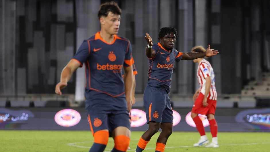 Richi Agbonifo of FC Internazionale in action during Club Friendlies match between Atlètico Madrid and FC Internazionale on October 10, 2025 in Benghazi, Libya. (Photo by Francesco Scaccianoce - Inter/Inter via Getty Images)