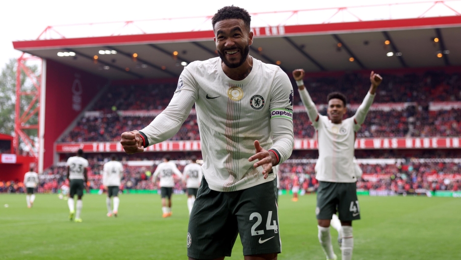 Reece James of Chelsea celebrates scoring his team's third goal during the Premier League match between Nottingham Forest and Chelsea at City Ground on October 18, 2025 in Nottingham, England. (Photo by Michael Regan/Getty Images)