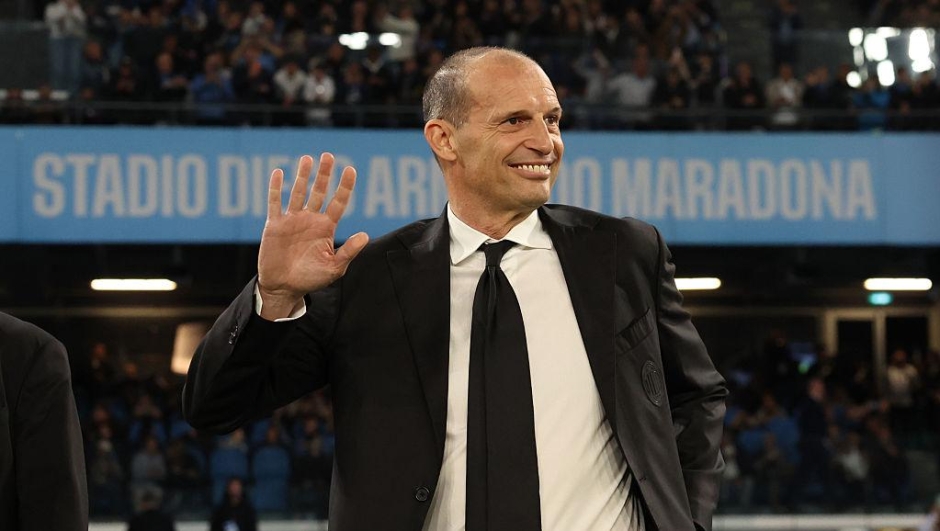 NAPLES, ITALY - APRIL 06: Head coach AC Milan Massimiliano Allegri smiles prior to the Serie A match between SSC Napoli and AC Milan at Stadio Diego Armando Maradona on April 06, 2026 in Naples, Italy. (Photo by Claudio Villa/AC Milan via Getty Images)