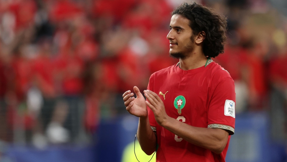 Morocco's Ayyoub Bouaddi (6) claps as he leaves the pich following a tie in the World Cup Group C soccer match between Brazil and Morocco in East Rutherford, N.J., near New York, Saturday, June 13, 2026. (AP Photo/Adam Hunger)     Associated Press / LaPresse Only italy and spain