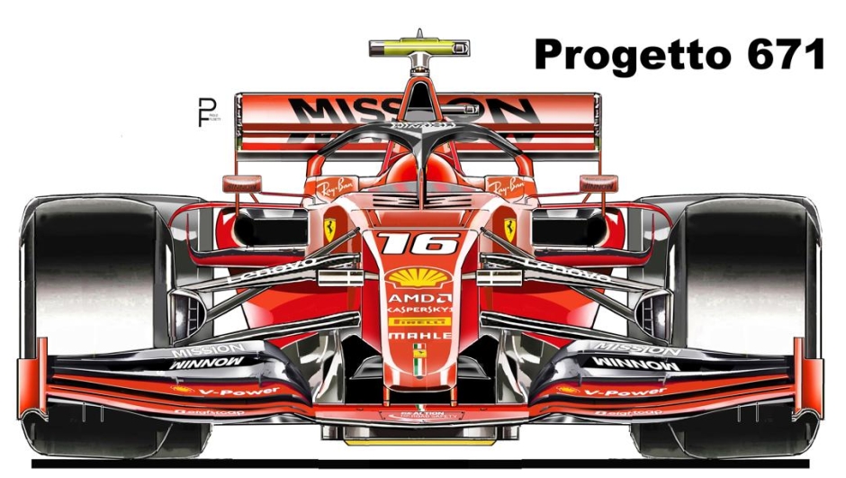 L'ipotesi sulla monoposto 2020 della Ferrari. Disegno Paolo Filisetti