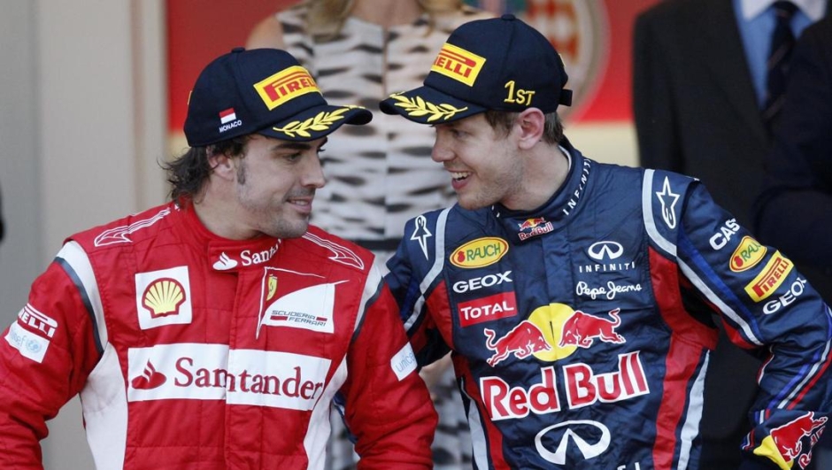 Fernando Alonso e Seb Vettel in una foto del 2011. Ap