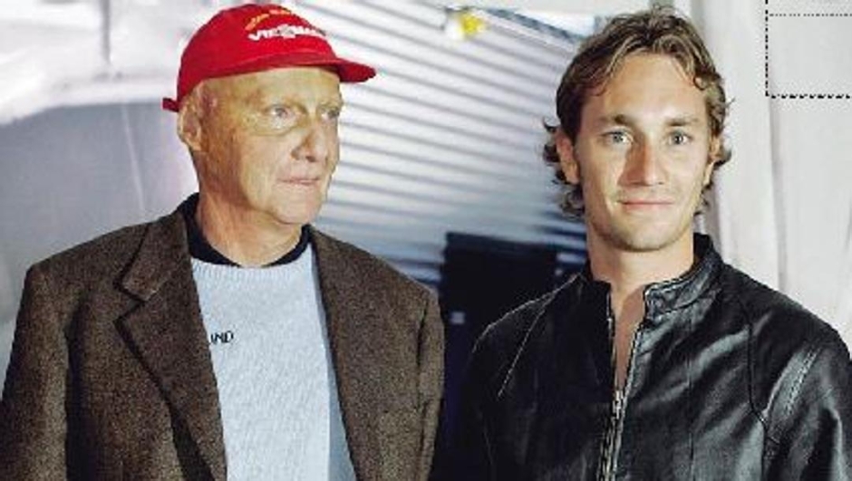 Mathias Lauda (a destra) in una foto con papà Niki. Getty