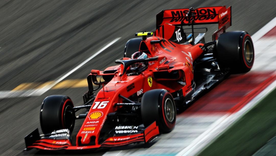 La Ferrari di Charles Leclerc nel GP di Abu Dhabi 2019. LAPRESSE