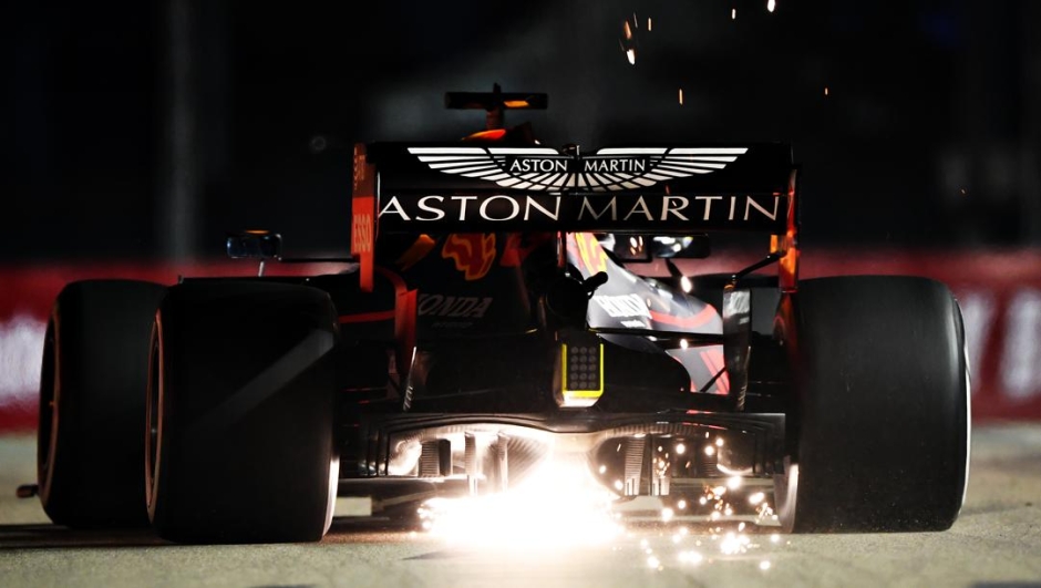 Il marchio Aston Martin sulla Red Bull. La partnership commerciale terminerà con la stagione F.1 2020. Getty