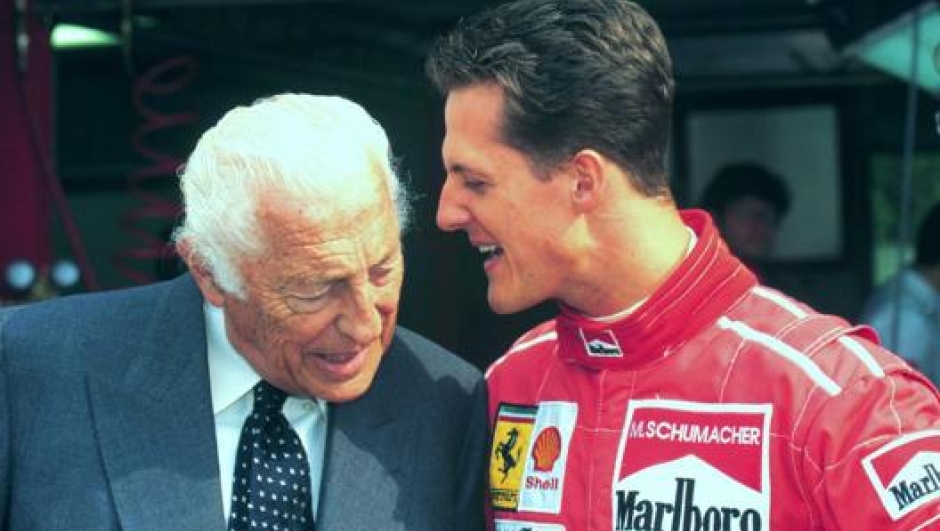 Michael Schumacher con l’Avvocato nei primi anni alla Ferrari. Ansa