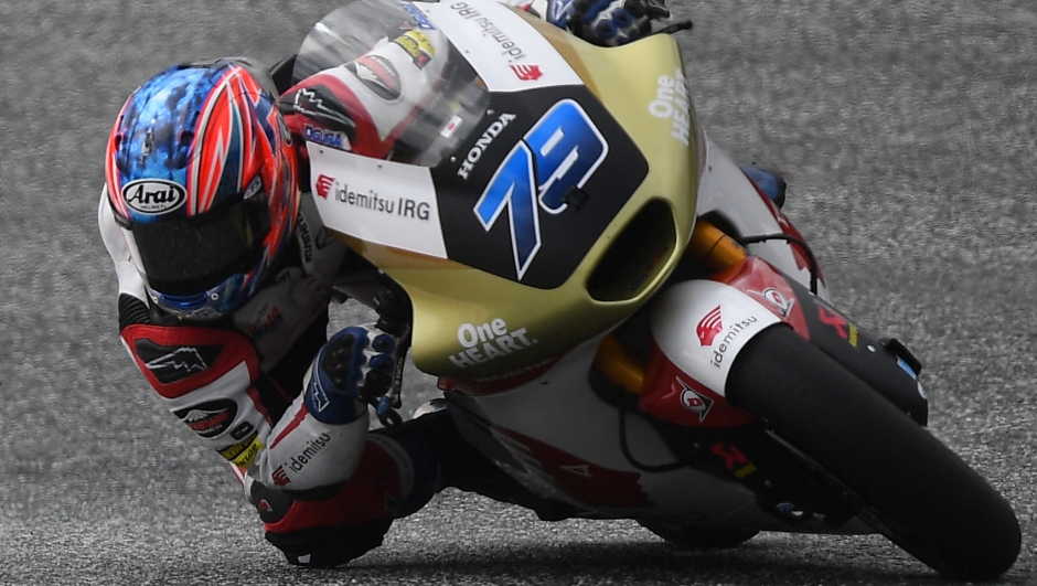 Idemitsu Honda Team Asia's Japanese rider Ai Ogura rides during the first free practice session of the Moto2 Austrian Grand Prix at the Redbull Ring racetrack in Spielberg on August 19, 2022. (Photo by VLADIMIR SIMICEK / AFP)