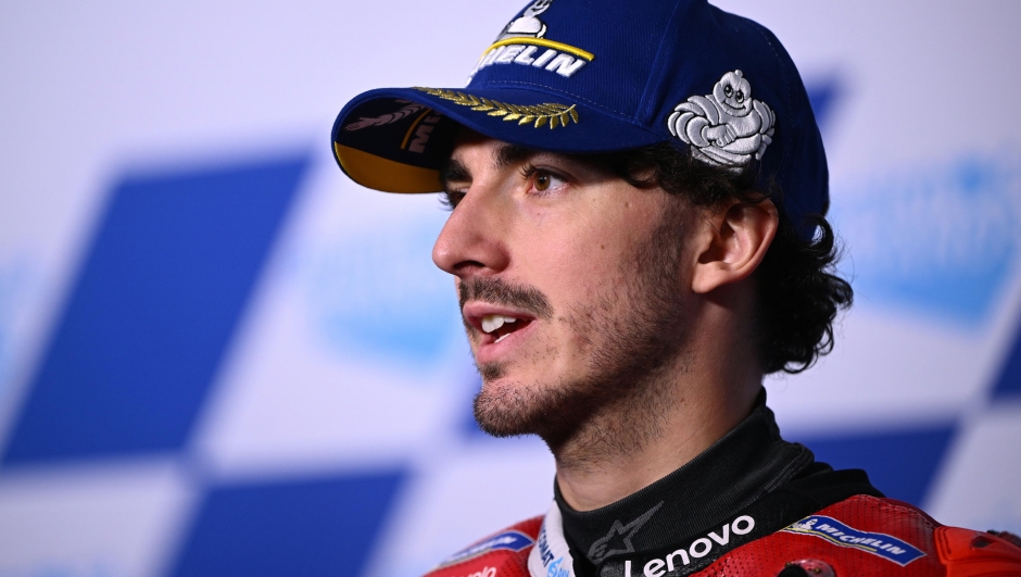 epa10246645 Francesco Bagnaia of Italy riding for Ducati Team speaks during a press conference following the MotoGP race at the Australian Motorcycle Grand Prix at the Phillip Island Grand Prix Circuit on Phillip Island, Victoria, Australia, 16 October 2022.  EPA/JOEL CARRETT AUSTRALIA AND NEW ZEALAND OUT
