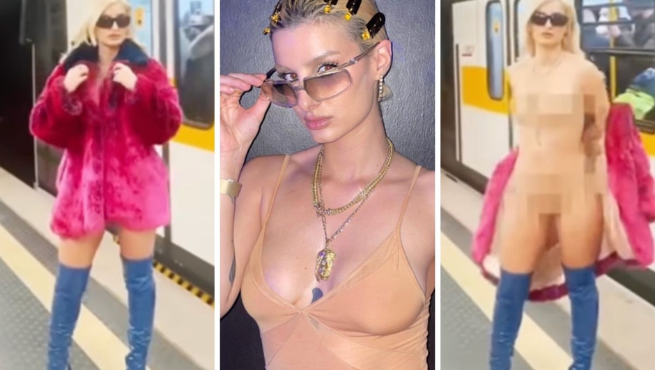 Beatrice Quinta nuda in metropolitana a Milano