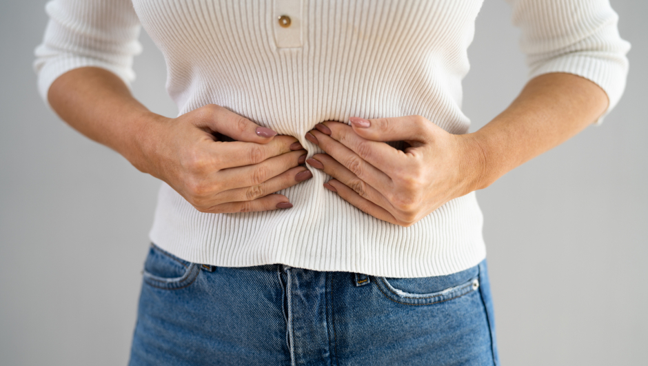 Diverticulitis Infection Or Inflammation In Intestines. Woman With Colitis