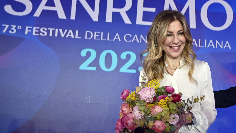 Italian journalist and tv host Francesca Fagnani during a press conference at the 73rd Sanremo Italian Song Festival, in Sanremo, Italy, 08 February 2023. The music festival will run from 07 to 11 February 2023.  ANSA/RICCARDO ANTIMIANI