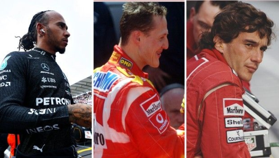 Da sinistra Hamilton, Schumacher e Senna
