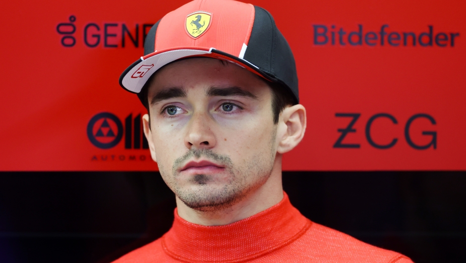 BAHRAIN, BAHRAIN - MARCH 05: Charles Leclerc of Monaco and Ferrari looks on in the garage prior to the F1 Grand Prix of Bahrain at Bahrain International Circuit on March 05, 2023 in Bahrain, Bahrain. (Photo by Lars Baron/Getty Images)