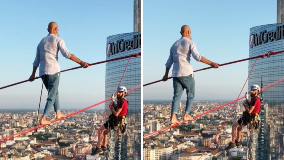 Chi è Andrea Loreni, il funambolo che cammina fra i grattacieli di Milano