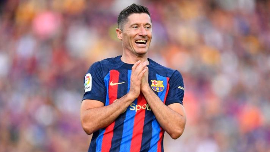 Robert Lewandowski, 34 anni, attaccante del Barcellona. Afp