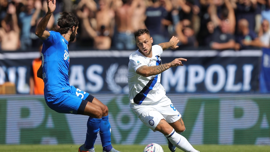EMPOLI, ITALY - SEPTEMBER 24: Marko Arnautovic of FC Internazionale in action during the Serie A TIM match between Empoli FC and FC Internazionale at Stadio Carlo Castellani on September 24, 2023 in Empoli, Italy. (Photo by Gabriele Maltinti/Getty Images)