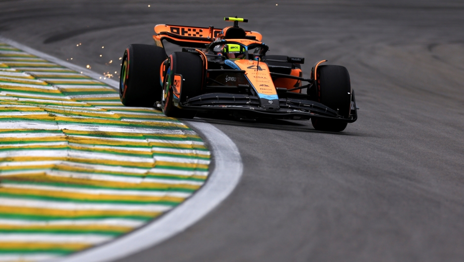 SAO PAULO, BRAZIL - NOVEMBER 03: Lando Norris of Great Britain driving the (4) McLaren MCL60 Mercedes on track during qualifying ahead of the F1 Grand Prix of Brazil at Autodromo Jose Carlos Pace on November 03, 2023 in Sao Paulo, Brazil. (Photo by Buda Mendes/Getty Images)