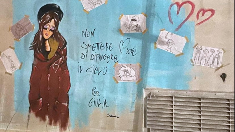 Murale dedicato a Giulia Cecchettin a Vigonovo, 23 novembre 2023. ANSA