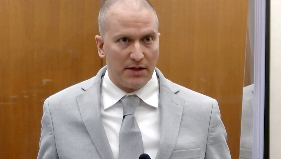 FILE - In this image taken from video, former Minneapolis police Officer Derek Chauvin addresses the court at the Hennepin County Courthouse, June 25, 2021, in Minneapolis. Chauvin, the former Minneapolis police officer convicted of murdering George Floyd, was stabbed by another inmate and seriously injured Friday, Nov. 24, 2023, at a federal prison in Arizona, a person familiar with the matter told The Associated Press. (Court TV via AP, Pool, File)
